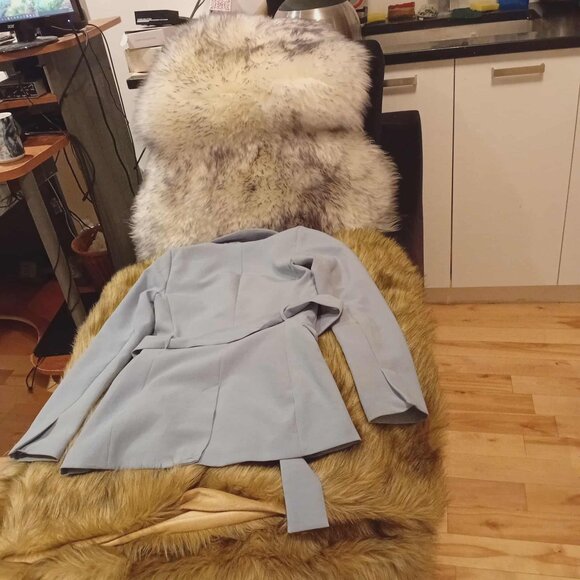 Dynamite Tie-Waist Belted Blazer - Periwinkle Blue - Picture 4 of 10